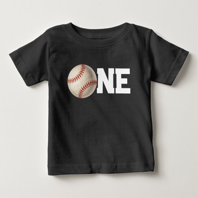 Camiseta De Bebé Primer cumpleaños de Béisbol de un año (Anverso)