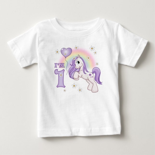 Camiseta De Bebé Primer cumpleaños de bonito Pony (Anverso)