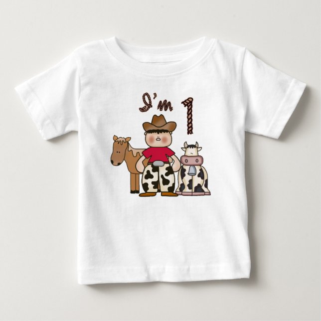 Camiseta De Bebé Primer cumpleaños de Cowboy (Anverso)