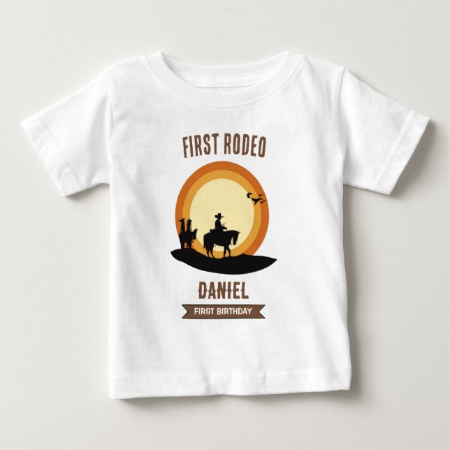 Camiseta De Bebé Primer cumpleaños de Cowboy (Anverso)