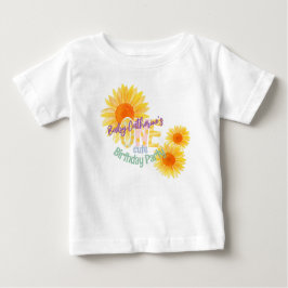 Camiseta De Bebé Primer cumpleaños de Cute Sunflower