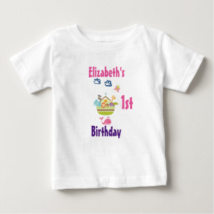 Camiseta De Bebé Primer cumpleaños de Cute Zoo Animal Ark