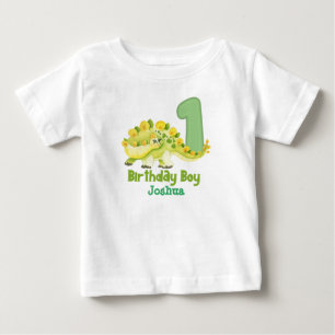 Camiseta De Bebé Primer cumpleaños de Dinosaur con el nombre de Ba