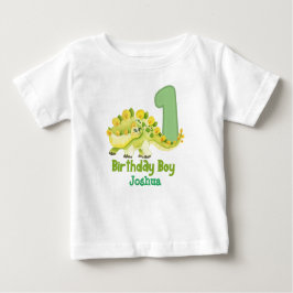 Camiseta De Bebé Primer cumpleaños de Dinosaur con el nombre de Bab