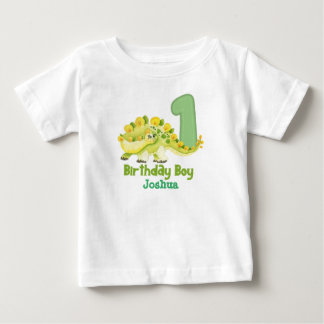 Camiseta De Bebé Primer cumpleaños de Dinosaur con el nombre de Bab