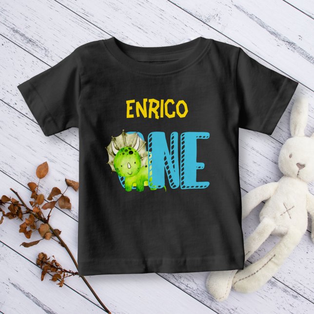 Camiseta De Bebé Primer cumpleaños de dinosaurios lindo colorido pe (Subido por el creador)