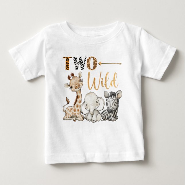 Camiseta De Bebé Primer cumpleaños de dos Safari salvajes (Anverso)