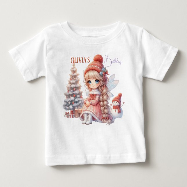 Camiseta De Bebé Primer Cumpleaños de Fairy First Girl (Anverso)