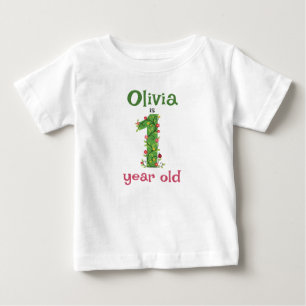 Camiseta De Bebé Primer Cumpleaños de Flores y Enredaderas