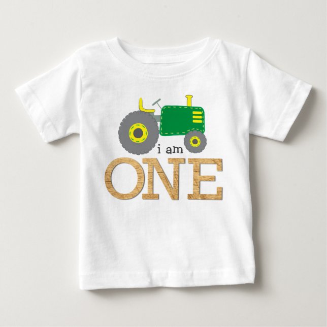 Camiseta De Bebé Primer cumpleaños de Green Tractor (Anverso)