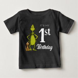 Camiseta De Bebé Primer cumpleaños de Grinch Chalkboard