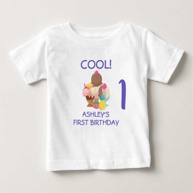 Camiseta De Bebé Primer cumpleaños de Guay Ice Cream (Anverso)