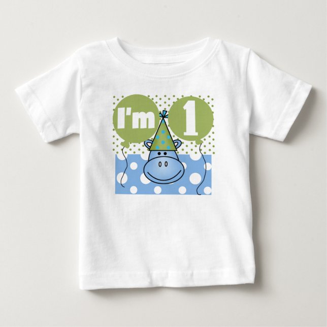 Camiseta De Bebé Primer cumpleaños de Hippo (Anverso)