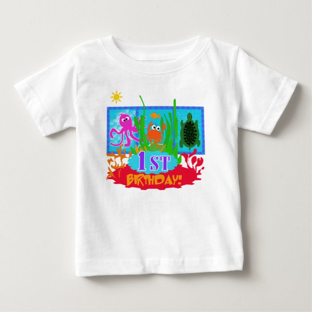 Camiseta De Bebé Primer cumpleaños de la aventura submarina (Anverso)