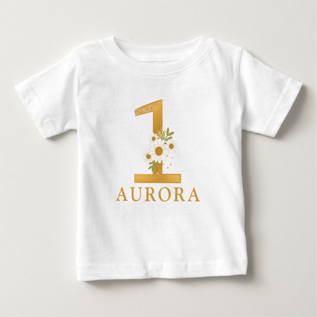 Camiseta De Bebé Primer cumpleaños de la chica moderna de la margar (Anverso)
