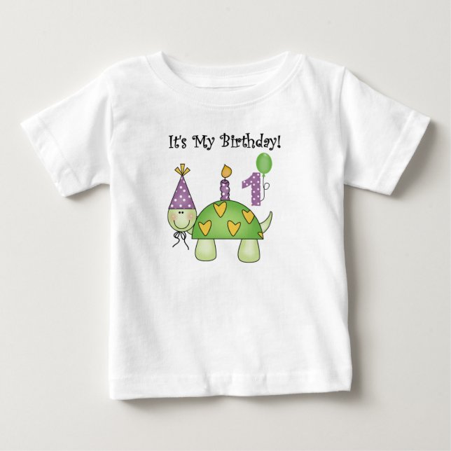 Camiseta De Bebé Primer cumpleaños de la tortuga (Anverso)