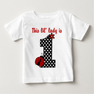 Camiseta De Bebé "Primer cumpleaños de Ladybug" MONOGRAM RUFFLE TEE