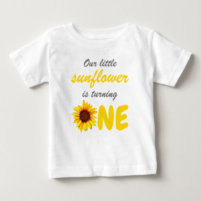 Camiseta De Bebé Primer cumpleaños de Little Sunflower (Anverso)