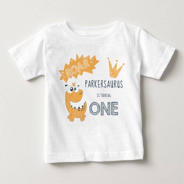 Camiseta De Bebé Primer cumpleaños de los dinosaurios ROAR (Anverso)