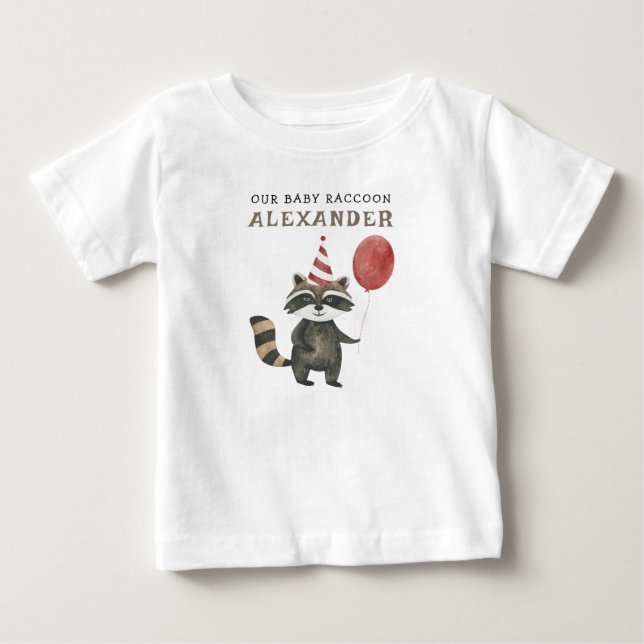 Camiseta De Bebé Primer cumpleaños de Mapache  (Anverso)