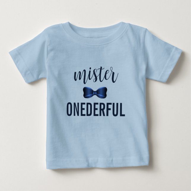 Camiseta De Bebé Primer cumpleaños de Mister OneMaravilloso Bow Tie (Anverso)