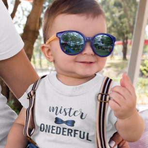 Camiseta De Bebé Primer cumpleaños de Mister OneMaravilloso Bow Tie