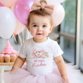 Camiseta De Bebé Primer cumpleaños de niña de rodeo