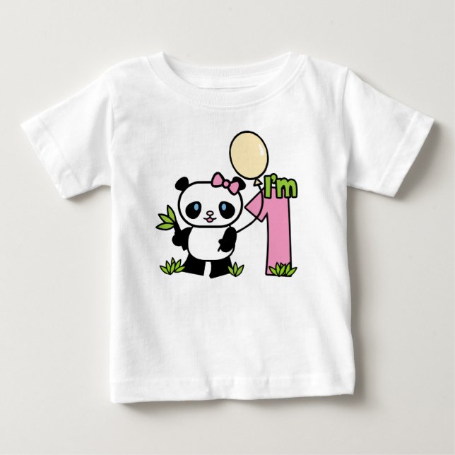 Camiseta De Bebé Primer cumpleaños de Panda Chica (Anverso)