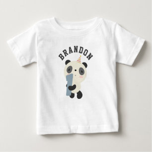 Camiseta De Bebé Primer cumpleaños de personalizable Cute Panda