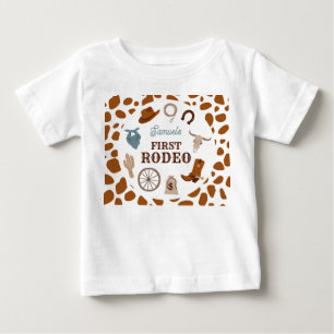 Camiseta De Bebé Primer cumpleaños de Rodeo Wild West Brown