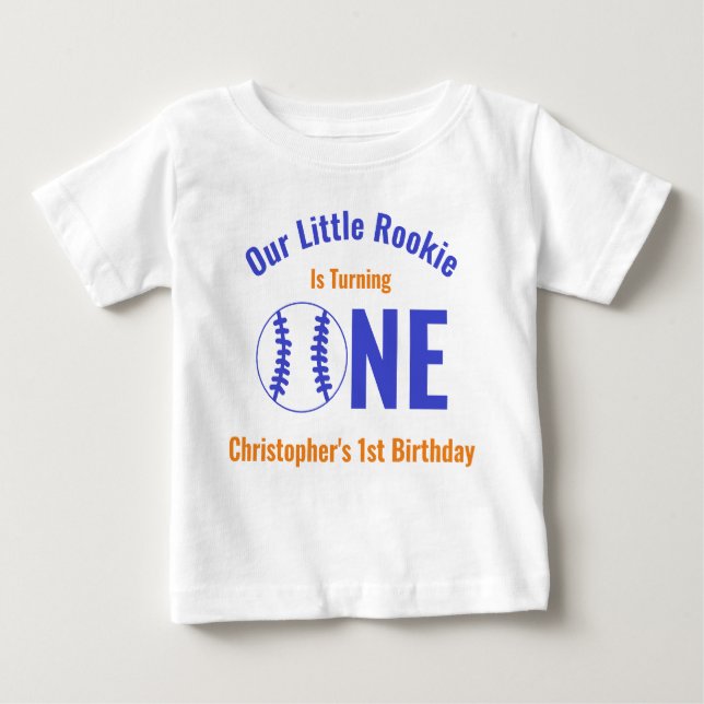 Camiseta De Bebé Primer cumpleaños de Rookie Baseball (Anverso)