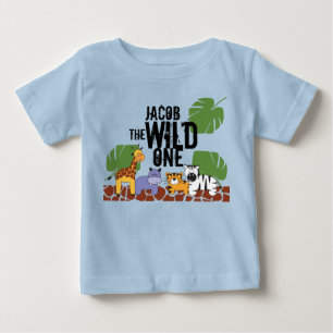 Camiseta De Bebé Primer cumpleaños de Safari blue WILD ONE persona