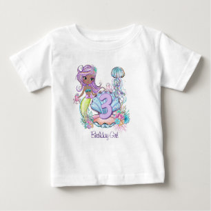 Camiseta De Bebé Primer cumpleaños de Sirena   Fiesta Whimsical Sea