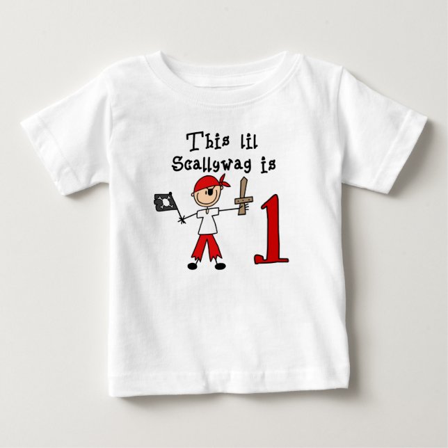 Camiseta De Bebé Primer cumpleaños de Stick Pirate (Anverso)
