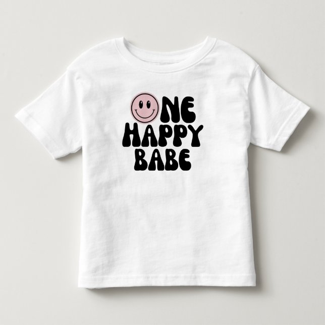 Camiseta De Bebé Primer cumpleaños de un feliz Chica de Babe (Anverso)