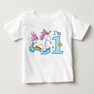 Camiseta De Bebé Primer cumpleaños de Unicorn Rainbow