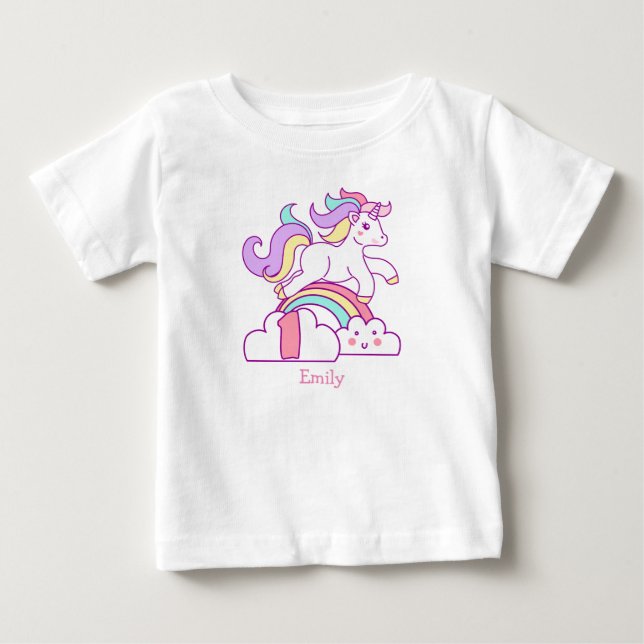 Camiseta De Bebé Primer cumpleaños de Unicornio (Anverso)