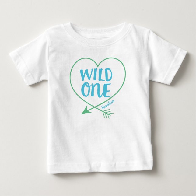 Camiseta De Bebé Primer cumpleaños de Wild One Boys Personalizados (Anverso)