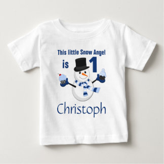 Camiseta De Bebé Primer cumpleaños de Winter Wonderland Snowman