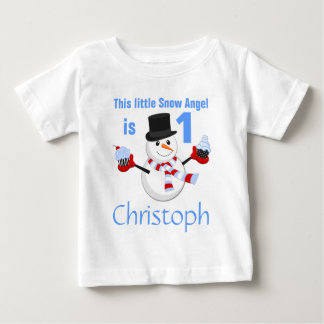 Camiseta De Bebé Primer cumpleaños de Winter Wonderland Snowman