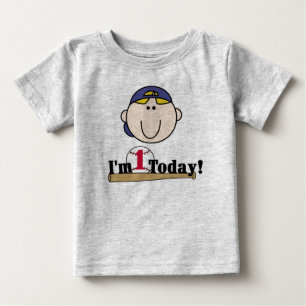 Camiseta De Bebé Primer cumpleaños del béisbol rubio