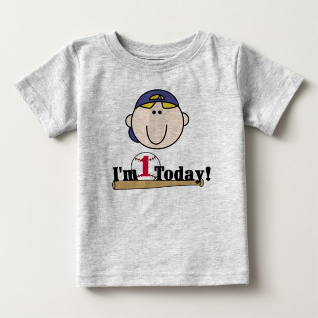 Camiseta De Bebé Primer cumpleaños del béisbol rubio (Anverso)