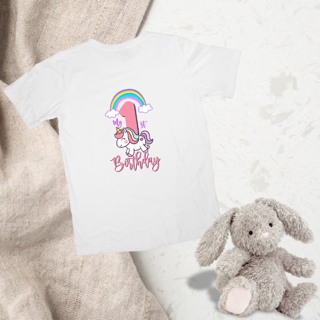 Camiseta De Bebé Primer cumpleaños del camisón temático Unicornio (Subido por el creador)