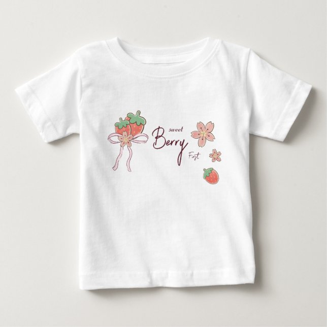 Camiseta De Bebé Primer cumpleaños del Chica de Berry Sweet Pink (Anverso)
