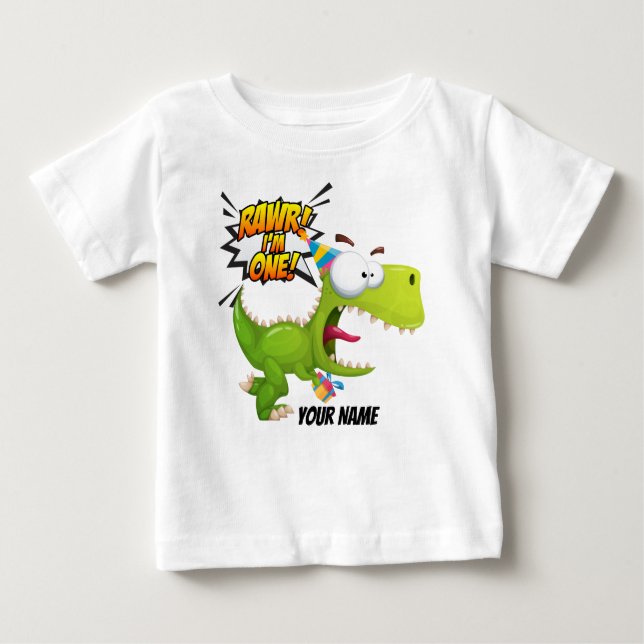 Camiseta De Bebé Primer cumpleaños del dinosaurio de la guerra (Anverso)