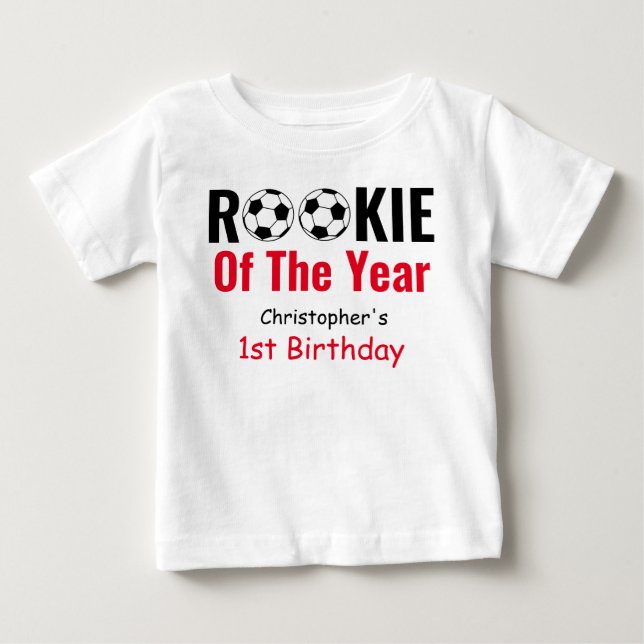 Camiseta De Bebé Primer cumpleaños del fútbol de novato (Anverso)