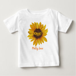 Camiseta De Bebé Primer cumpleaños del girasol acuarela