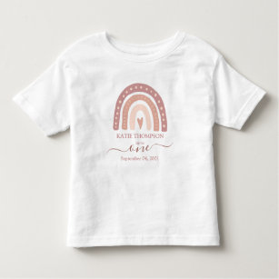 Camiseta De Bebé Primer cumpleaños del moderno Pastel Rosa Rainbow 