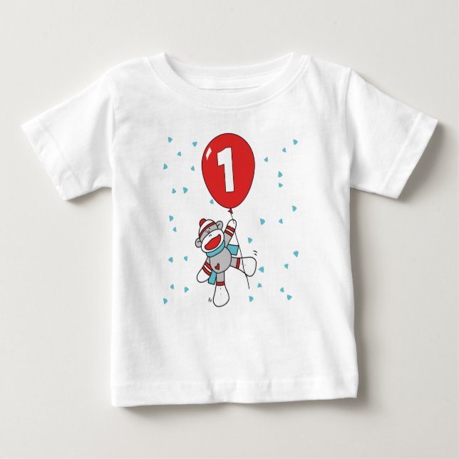 Camiseta De Bebé Primer cumpleaños del mono sock (Anverso)