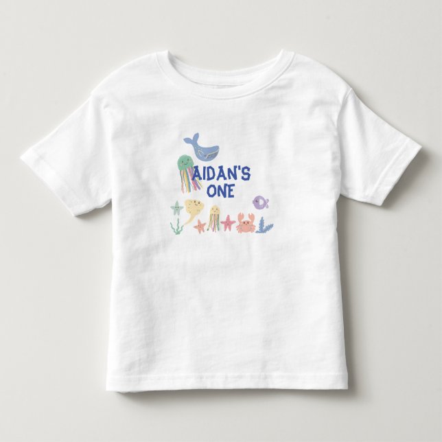 Camiseta De Bebé Primer cumpleaños del mundo submarino (Anverso)